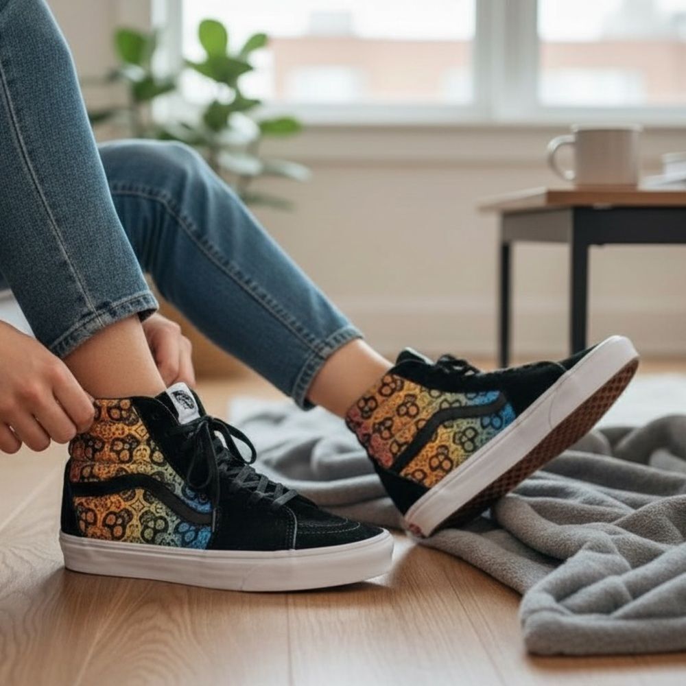Vans SK8-Hi Dia De Los Muertos Day of Dead Sneakers Size Men’s 9.5 Women’s 11